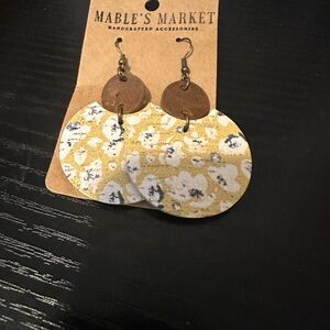 Gold and White Earrings